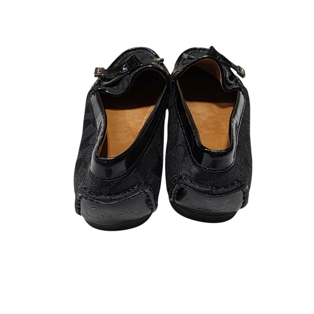 Coach Frida Loafers Womens 7.5B Black Signature Canvas Patent Leather Bow Shoes - Picture 7 of 9